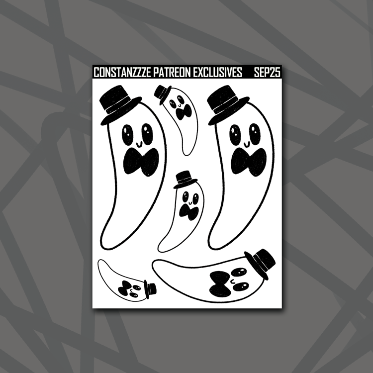 Black and White Dapper Boos Tall Small Bowtie Ghostie Deco Sheet