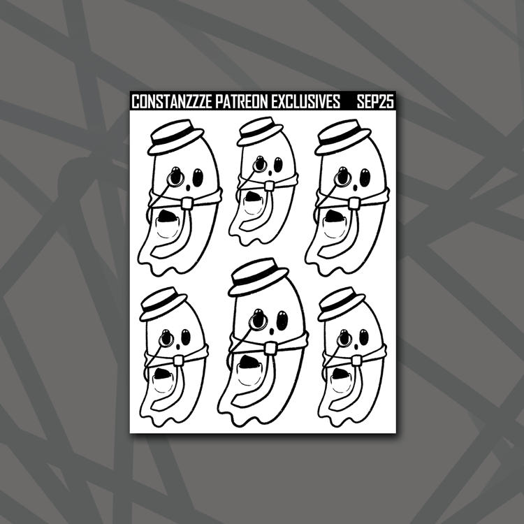 Black and White Dapper Boos Tie Ghostie Deco Sheet