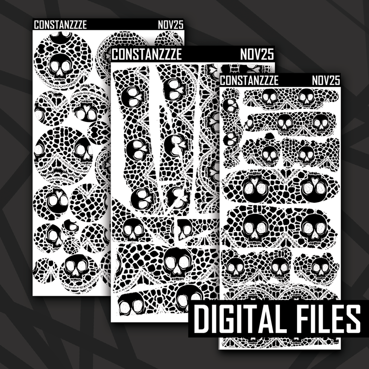 Digital Skull Witch Winter Black Lace Layering Bundle