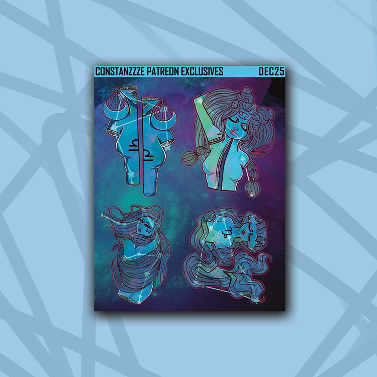 Libra, Cancer, Aquarius, and Capricorn Deco Sheet