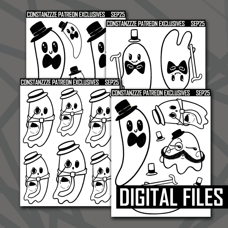 Digital Black and White Dapper Boos Deco Sheet Bundle