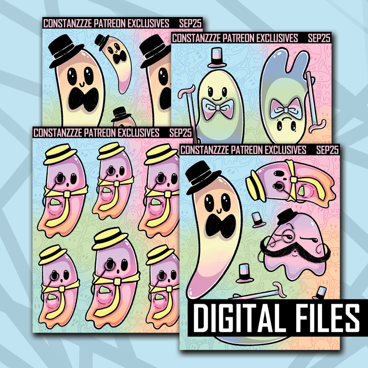 Digital Pastel Dapper Boos Deco Sheet Bundle