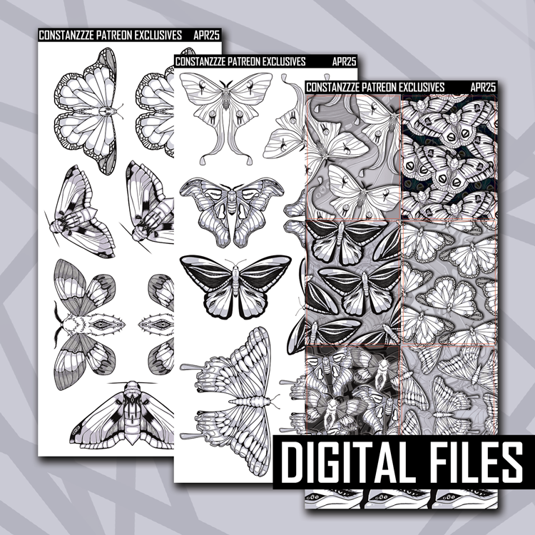Digital White Moths + Butterflies Higher Sheet Bundle