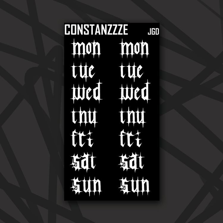 Jumbo Skull Witch Winter White Gothic Days of the Week