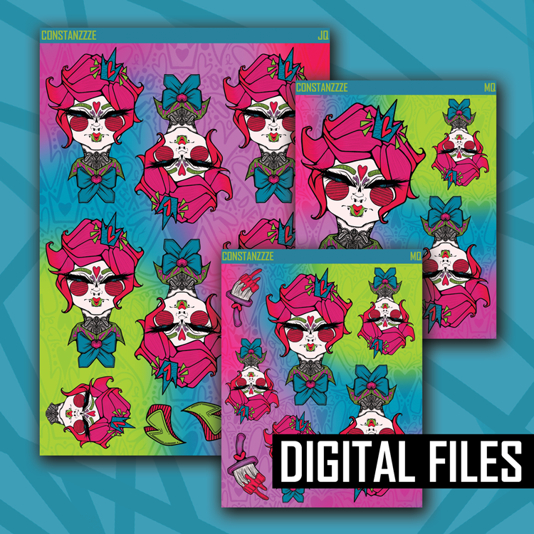 Digital Queen of Hearts Queen Bust Sheet Bundle