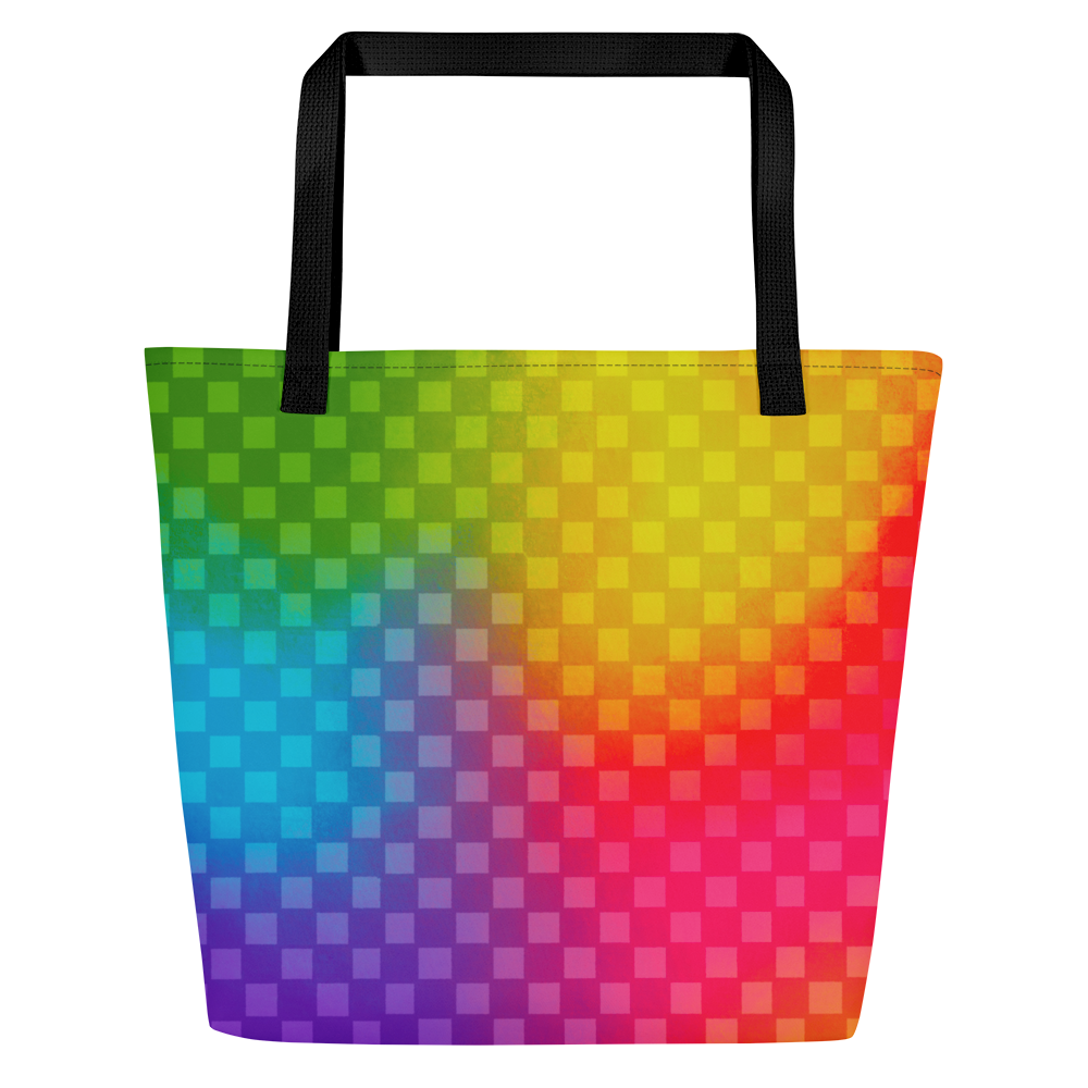 Rainbow Checker Large AF All-Over Print Tote Bag