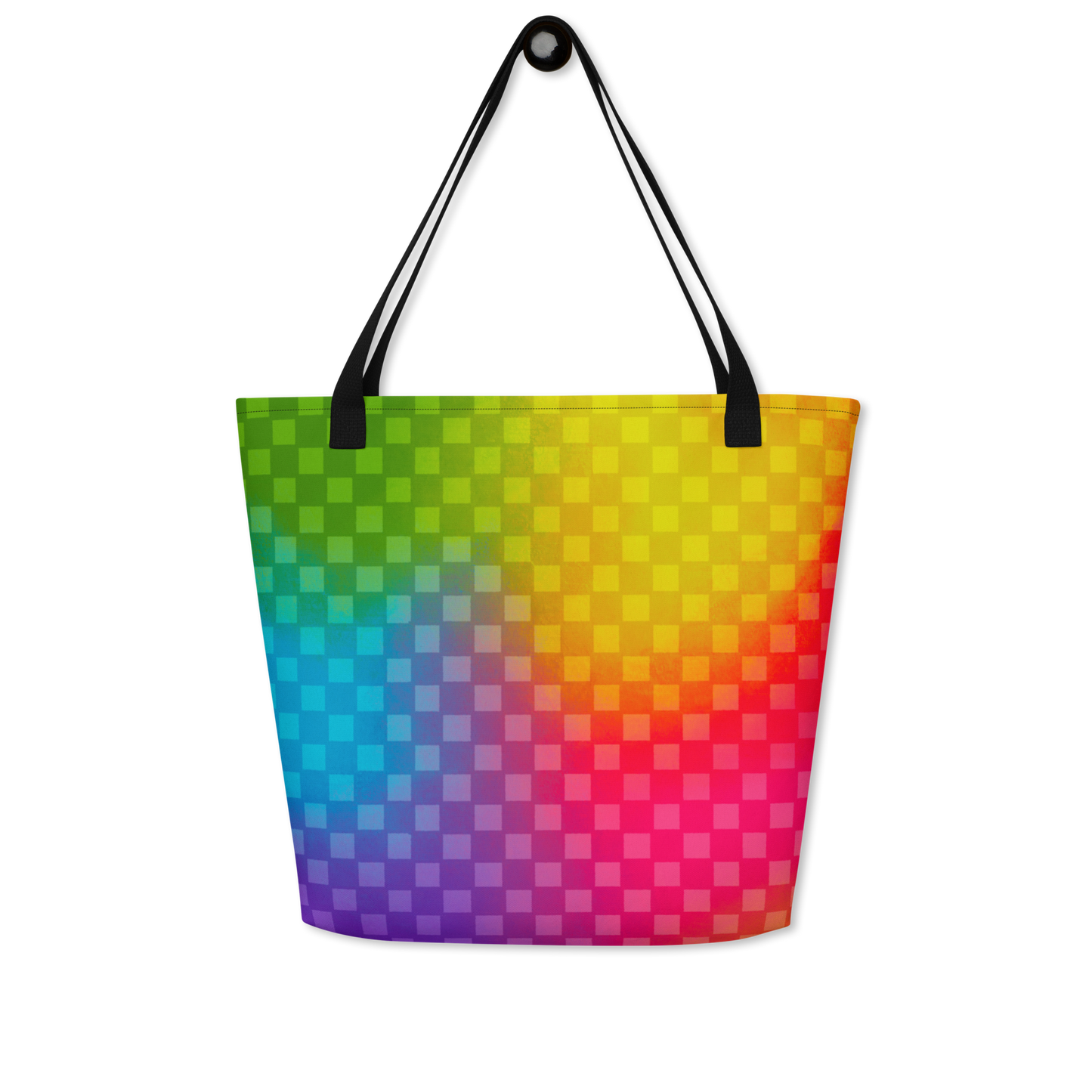 Rainbow Checker Large AF All-Over Print Tote Bag