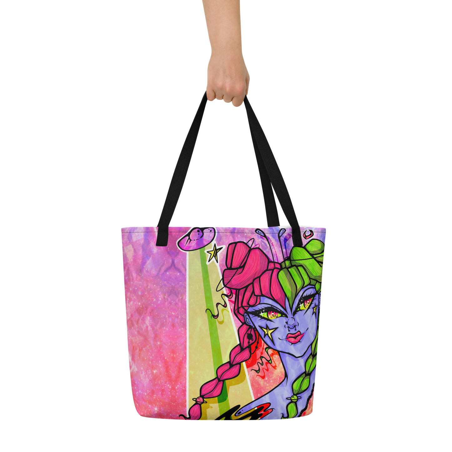 Space Girl Large AF All-Over Print Tote Bag
