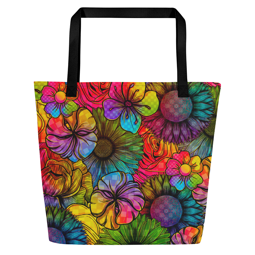 Rainbow Florals Large AF All-Over Print Tote Bag