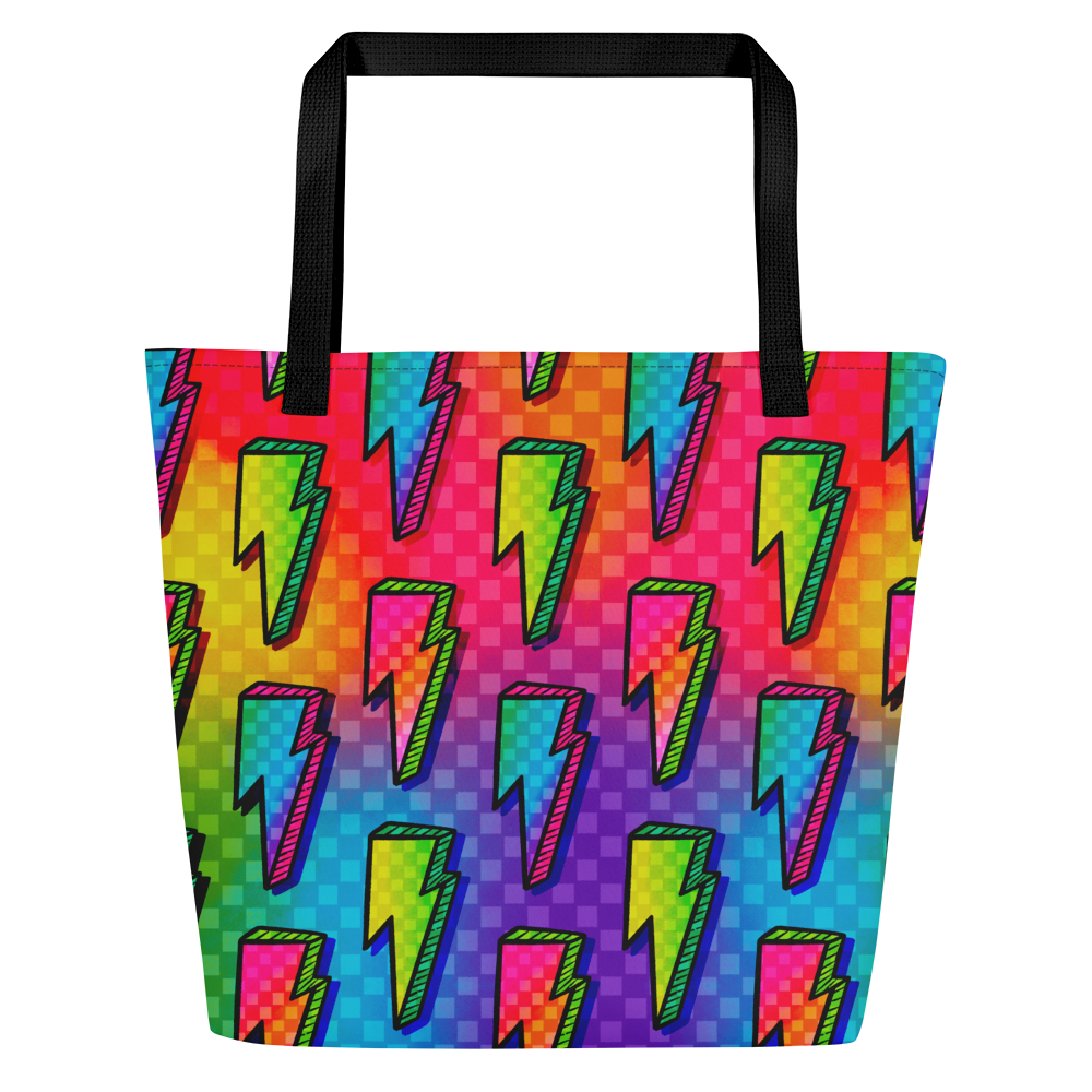 Rainbow Bolts Large AF All-Over Print Tote Bag
