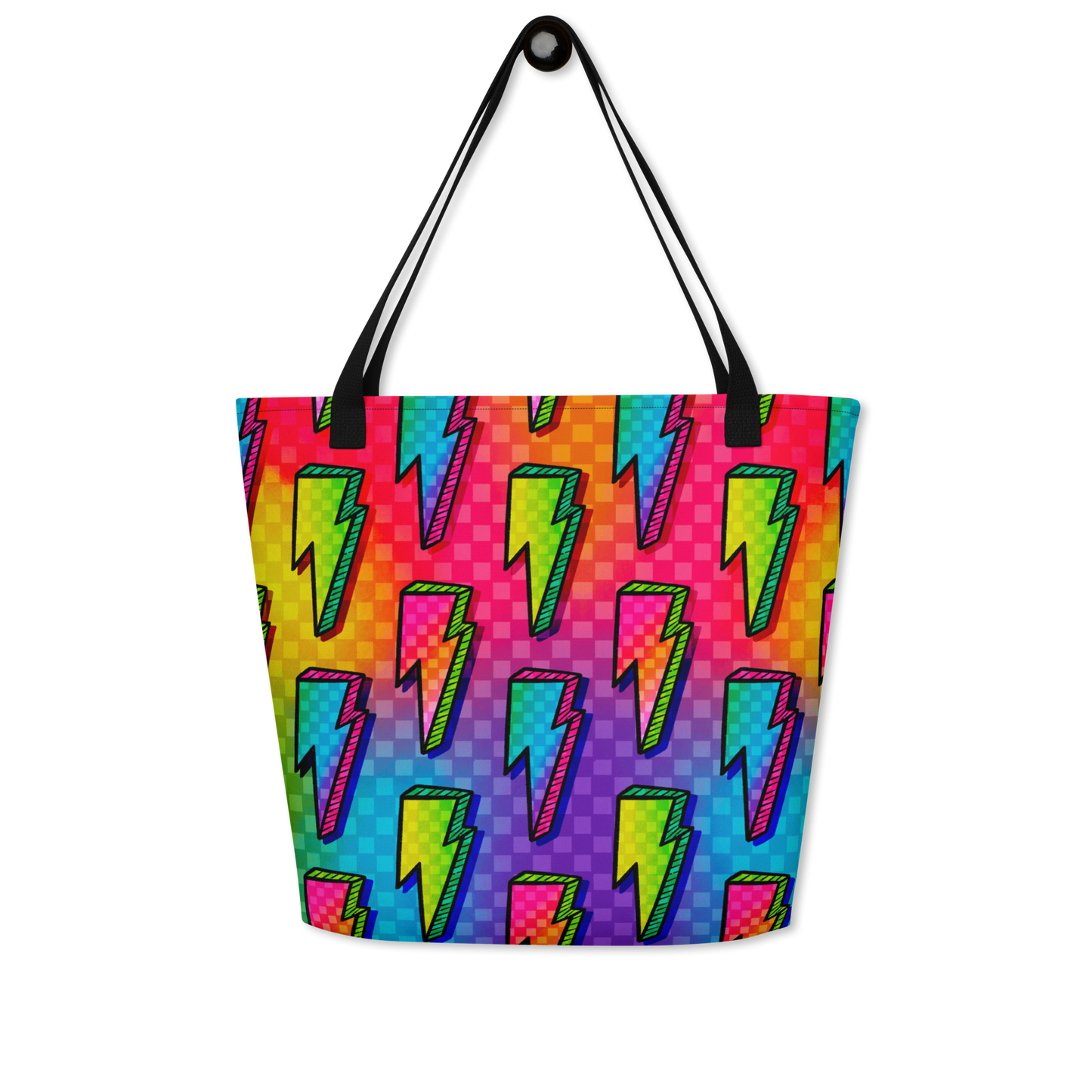 Rainbow Bolts Large AF All-Over Print Tote Bag