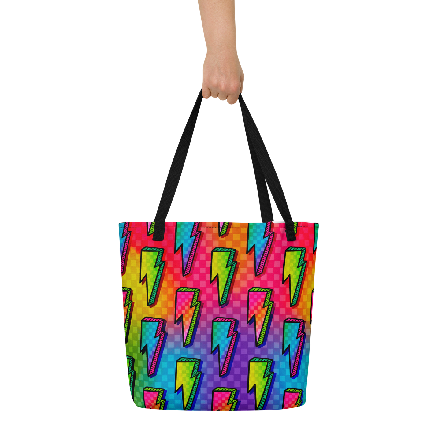 Rainbow Bolts Large AF All-Over Print Tote Bag