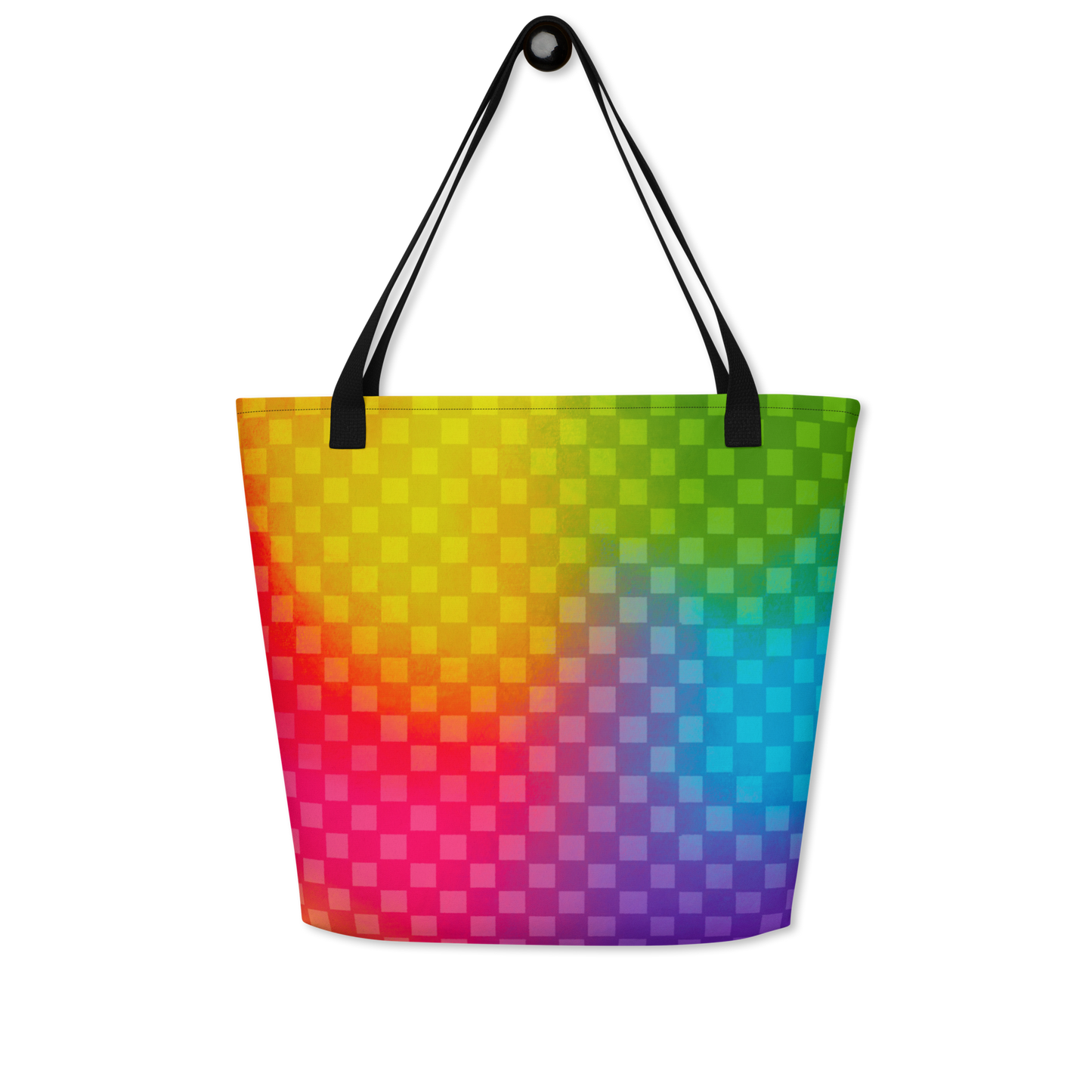 Rainbow Checker Large AF All-Over Print Tote Bag