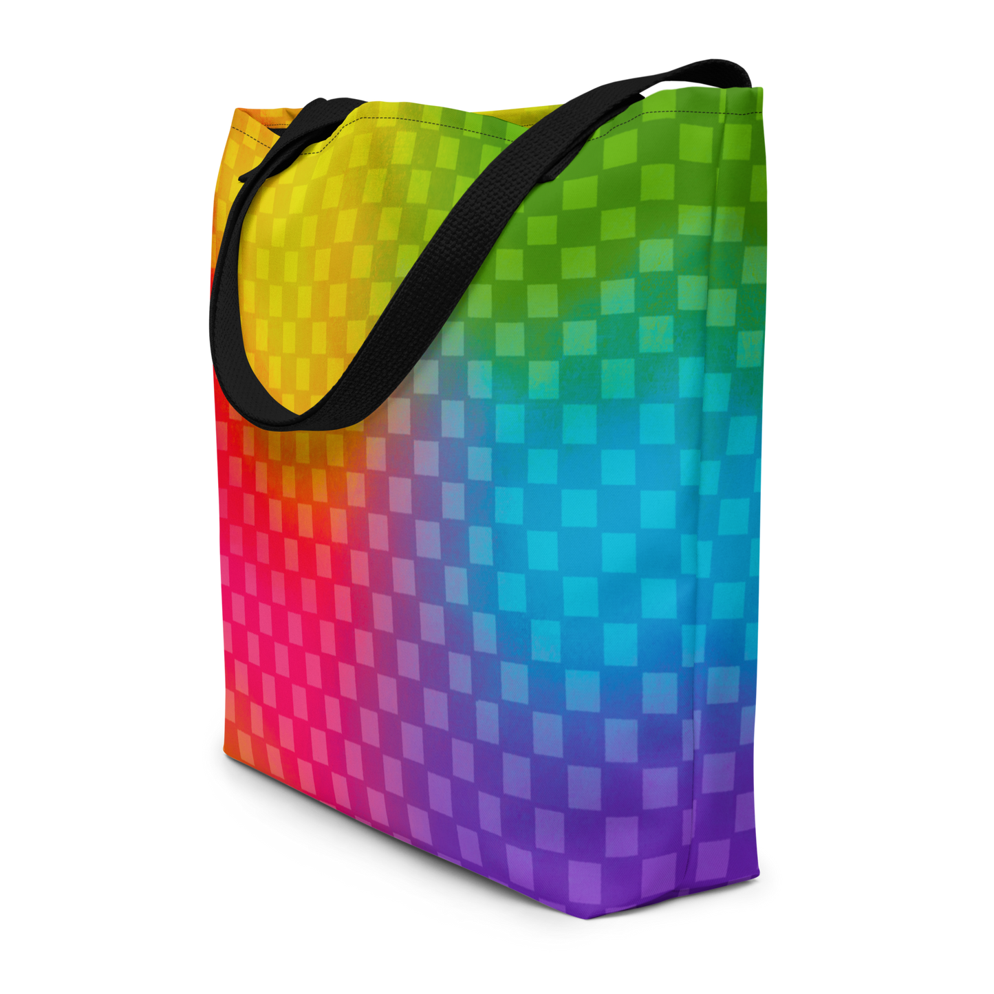 Rainbow Checker Large AF All-Over Print Tote Bag