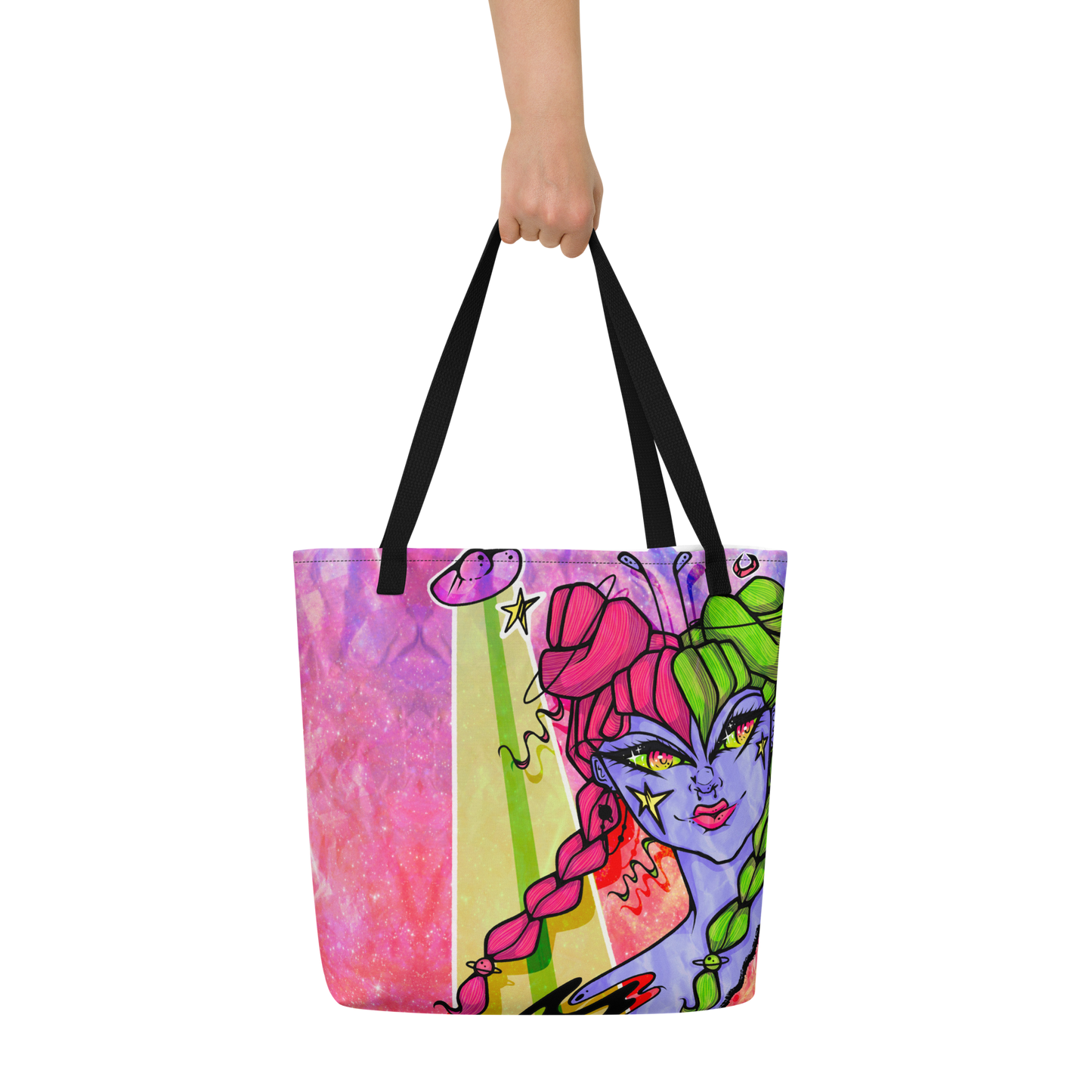 Space Girl Large AF All-Over Print Tote Bag