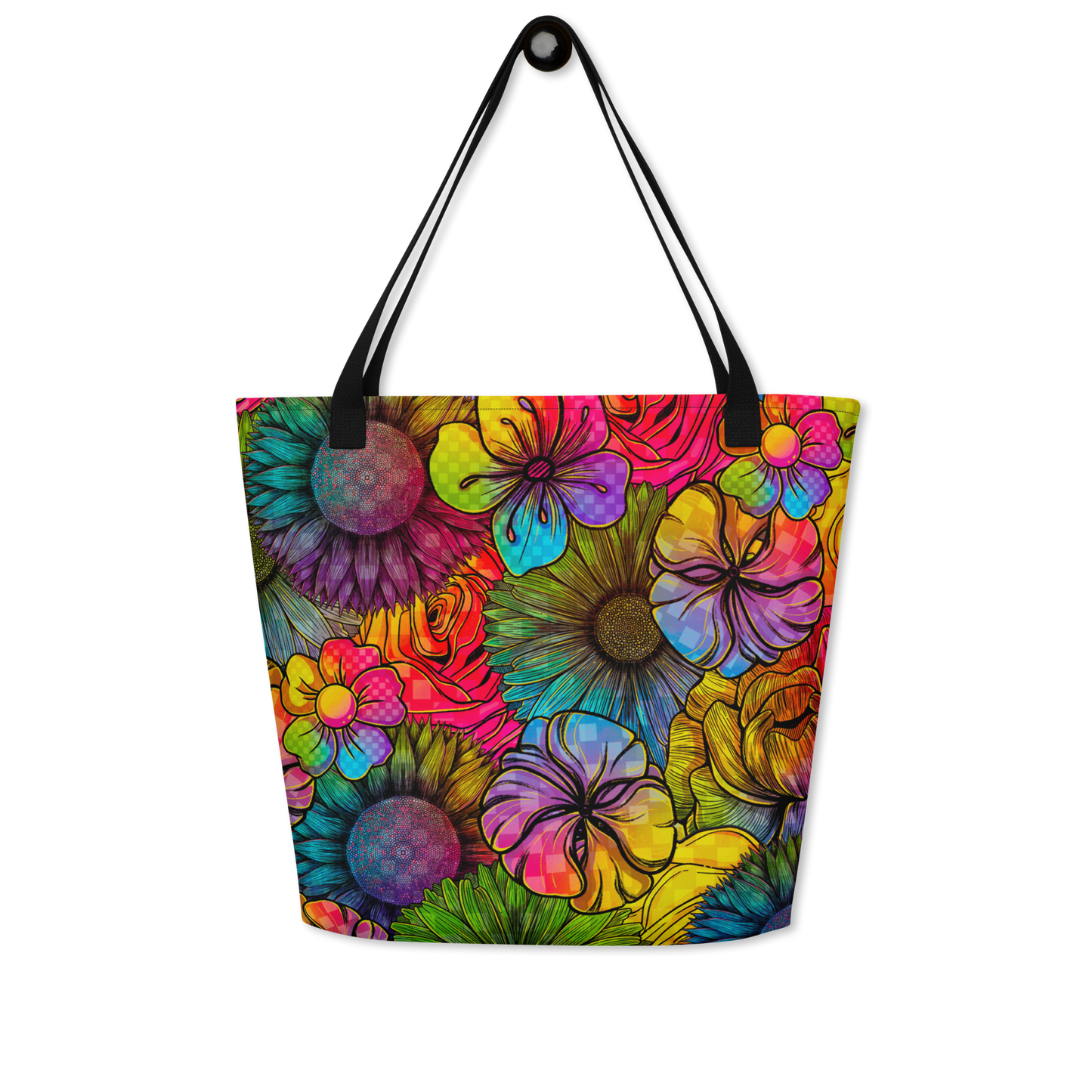 Rainbow Florals Large AF All-Over Print Tote Bag