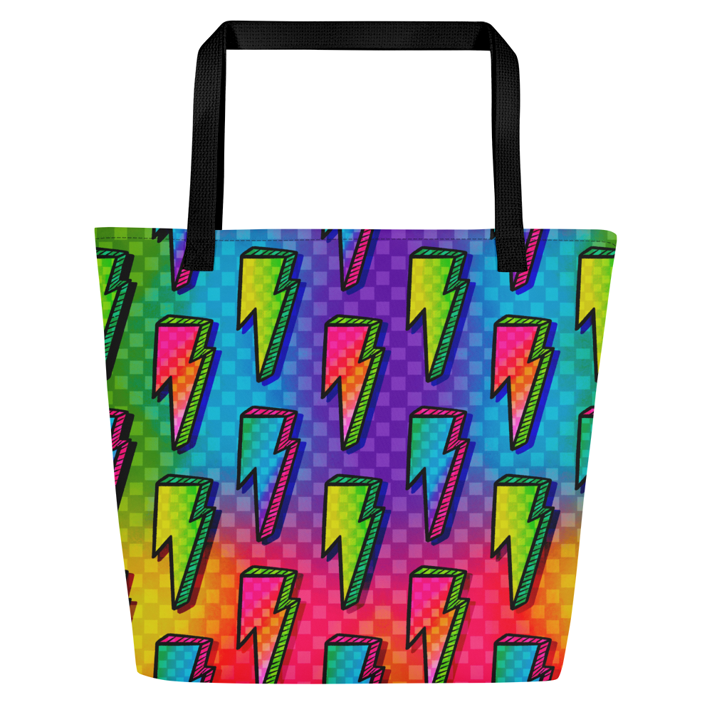 Rainbow Bolts Large AF All-Over Print Tote Bag