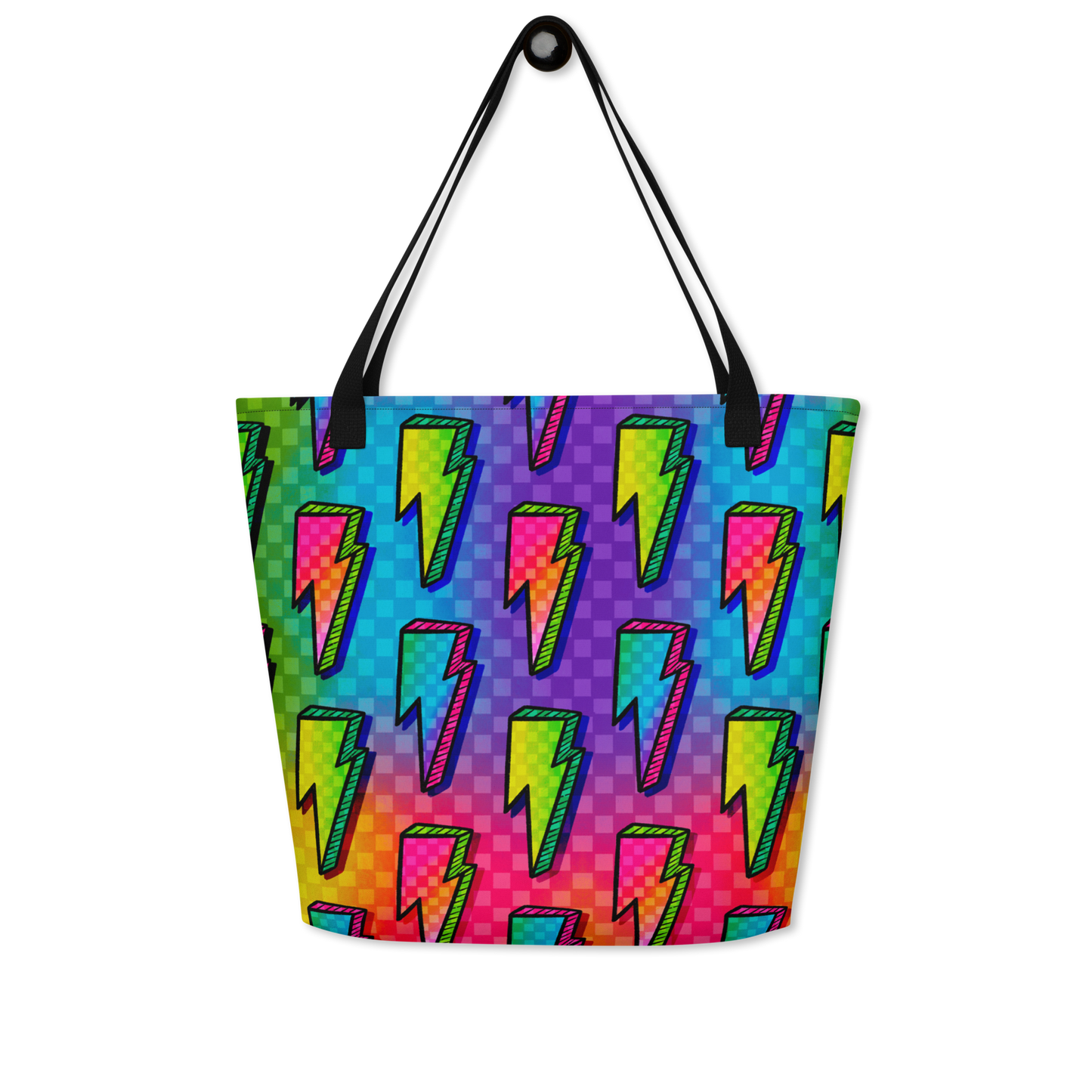 Rainbow Bolts Large AF All-Over Print Tote Bag