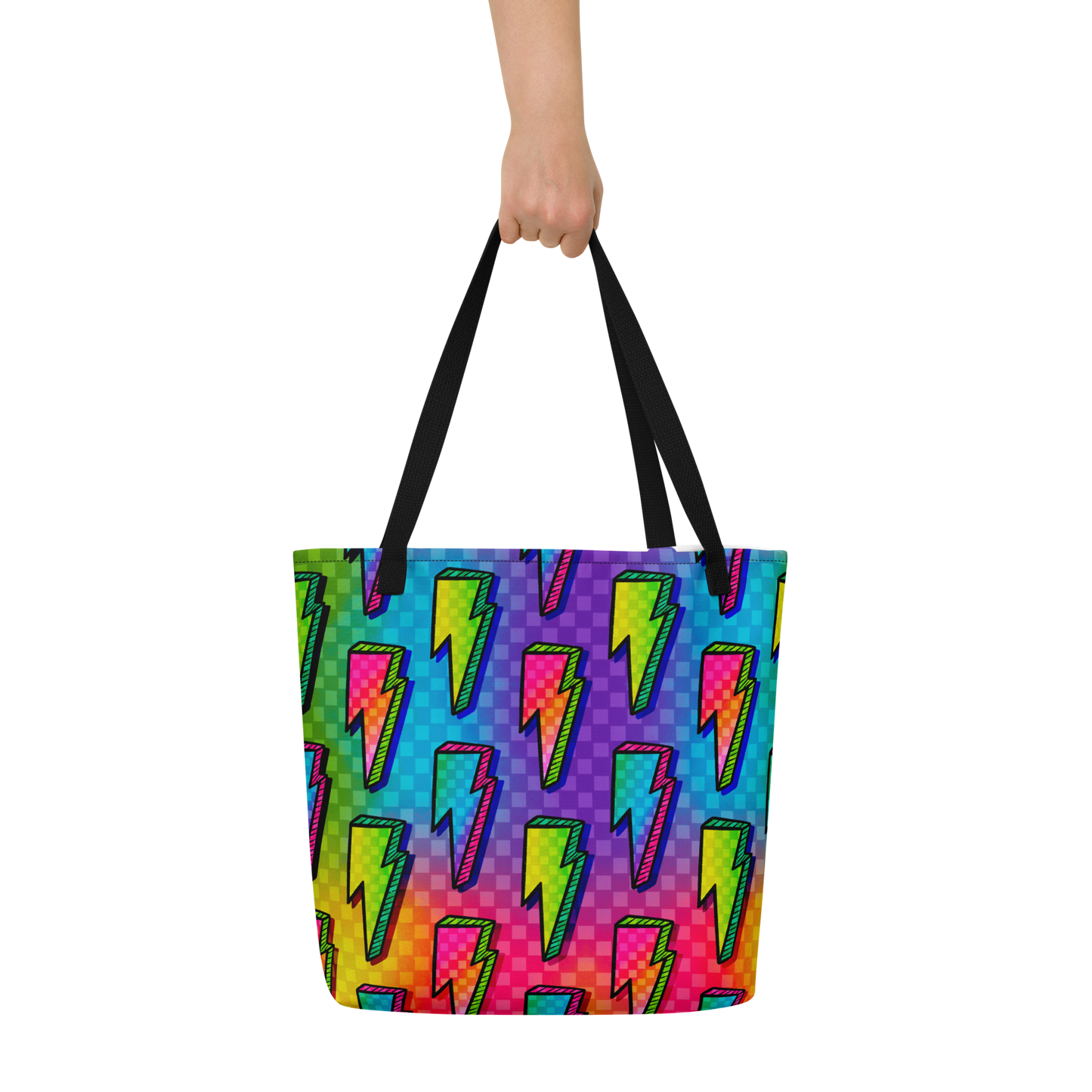 Rainbow Bolts Large AF All-Over Print Tote Bag