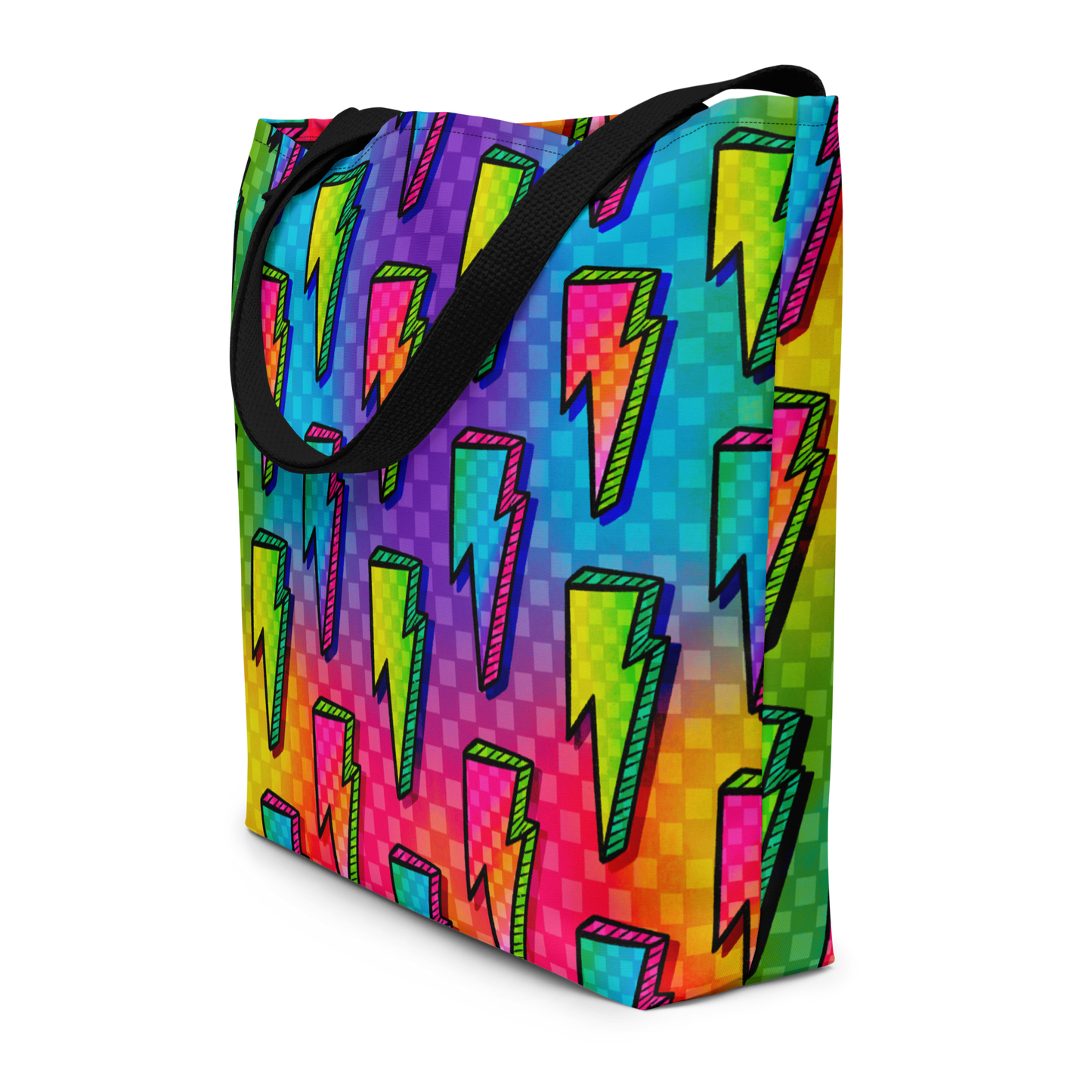 Rainbow Bolts Large AF All-Over Print Tote Bag