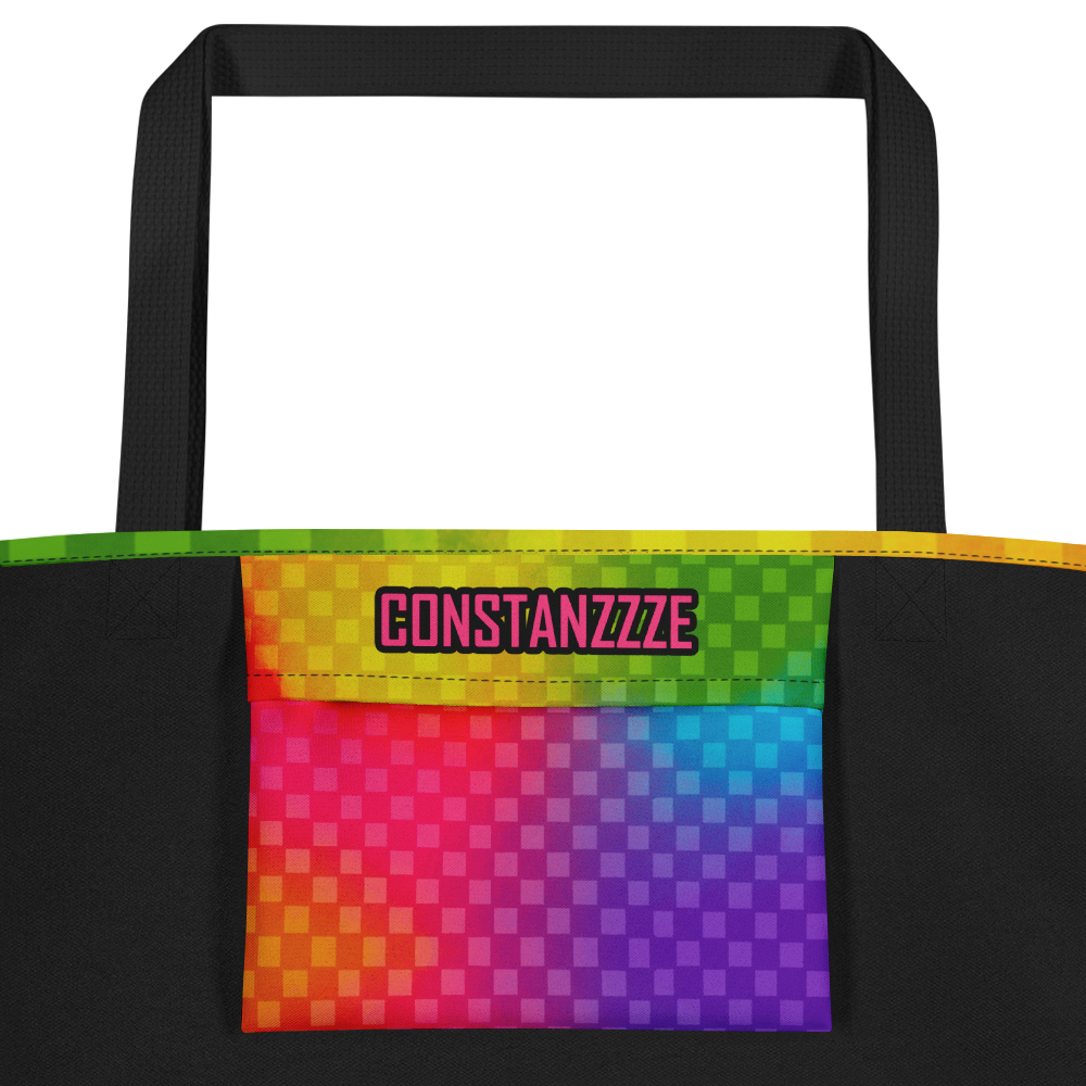 Rainbow Checker Large AF All-Over Print Tote Bag