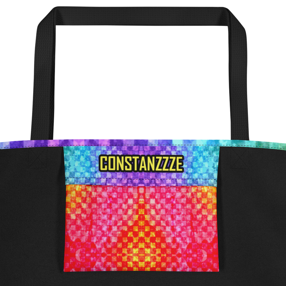 Rainbow Glitter Checker Large AF All-Over Print Tote Bag