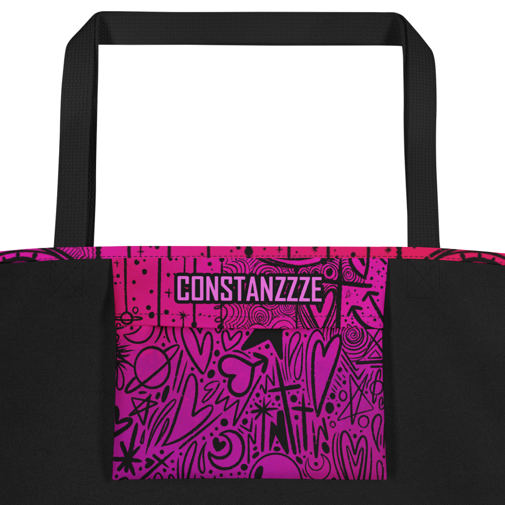 Purple Pink Oracle Doodle Large AF All-Over Printe Tote Bag