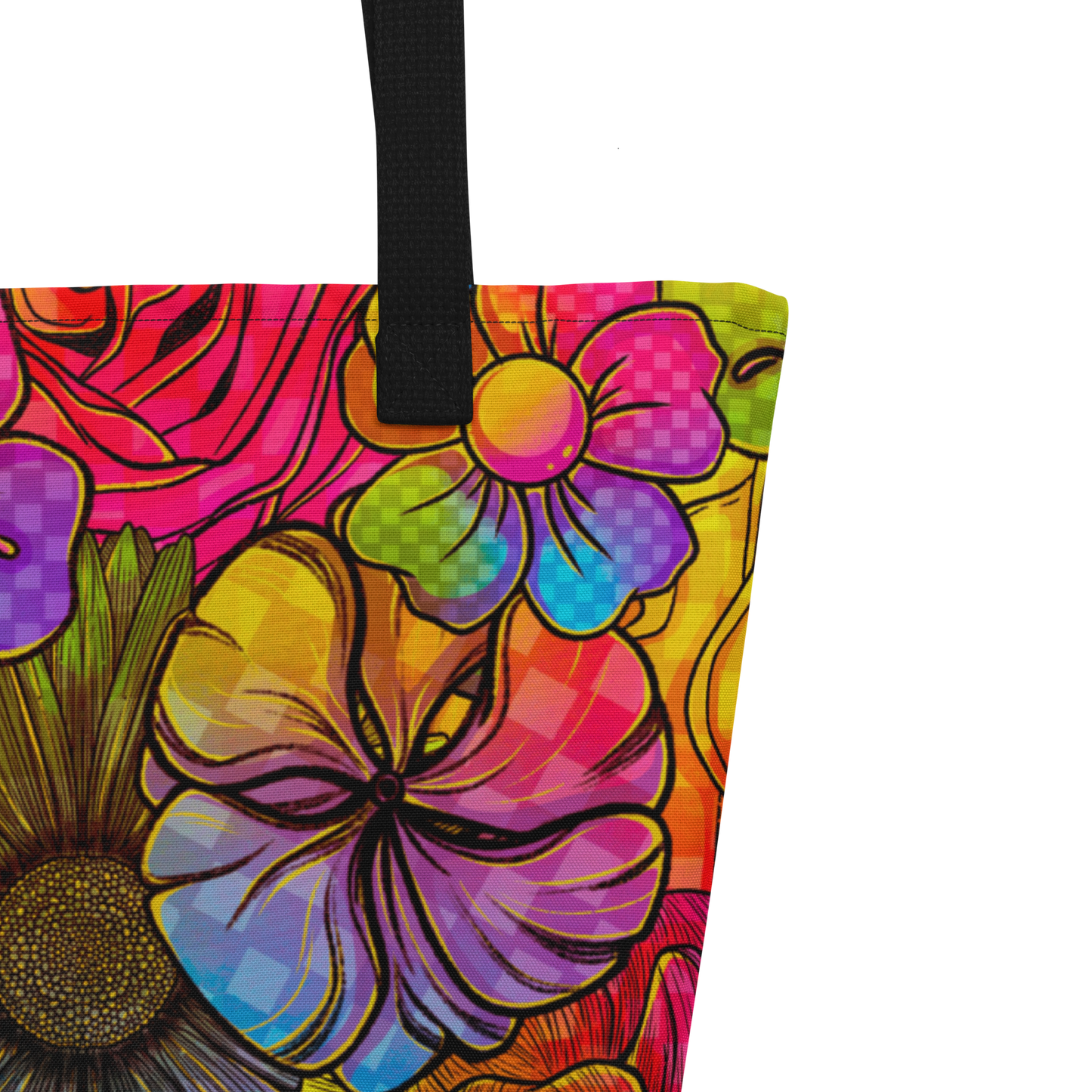 Rainbow Florals Large AF All-Over Print Tote Bag