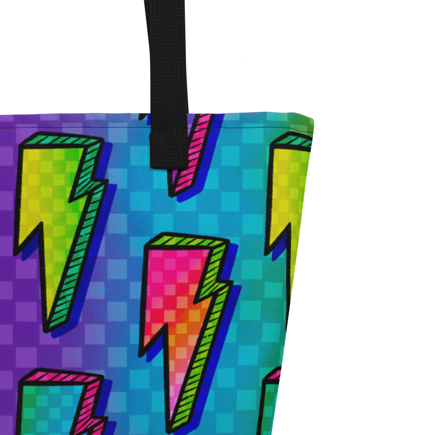Rainbow Bolts Large AF All-Over Print Tote Bag