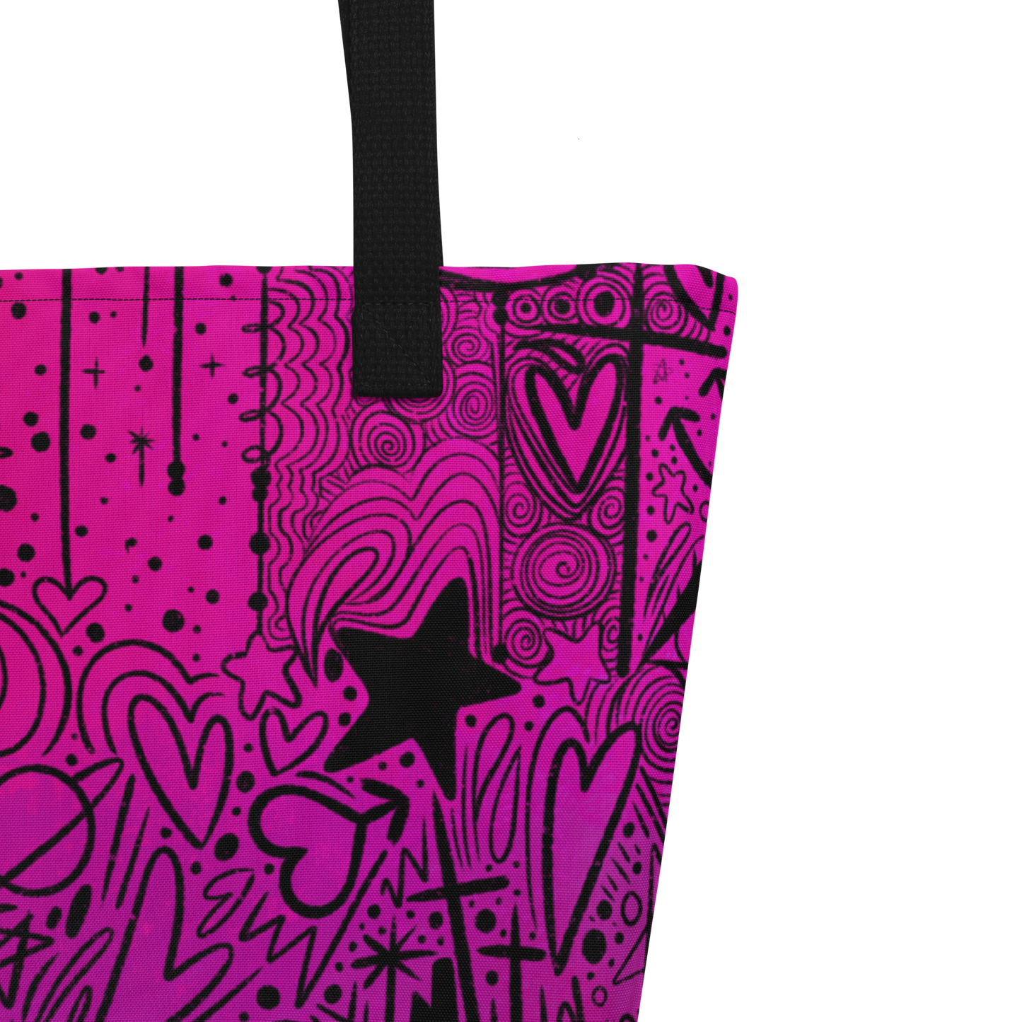 Purple Pink Oracle Doodle Large AF All-Over Printe Tote Bag