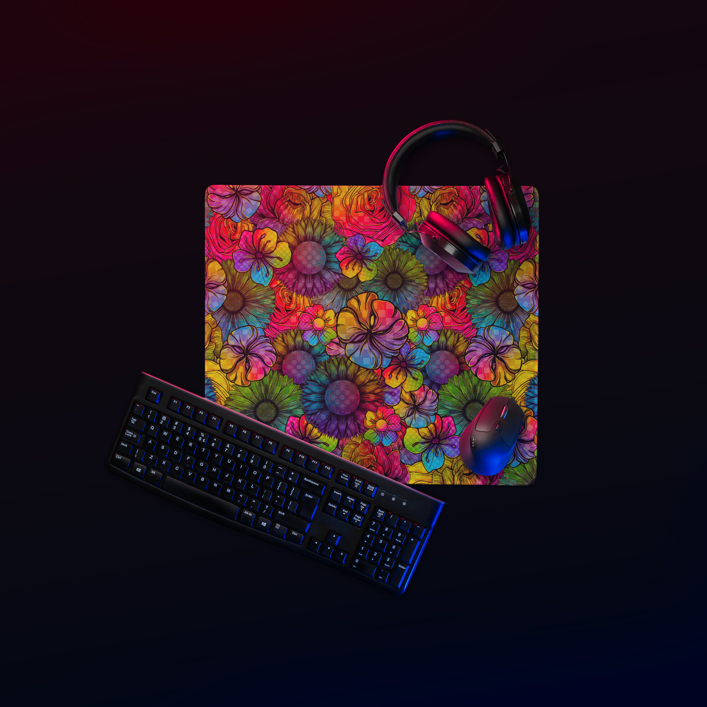 Rainbow Florals Desk Mat