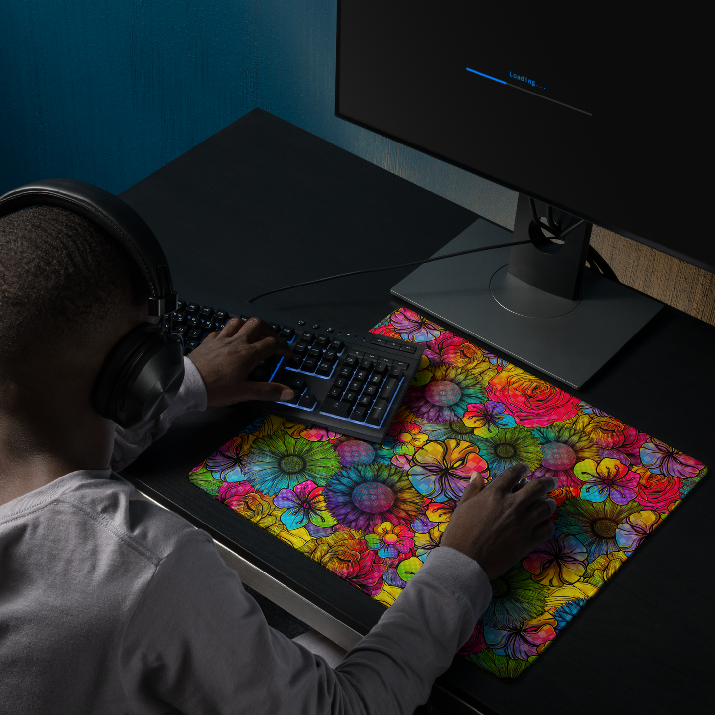 Rainbow Florals Desk Mat