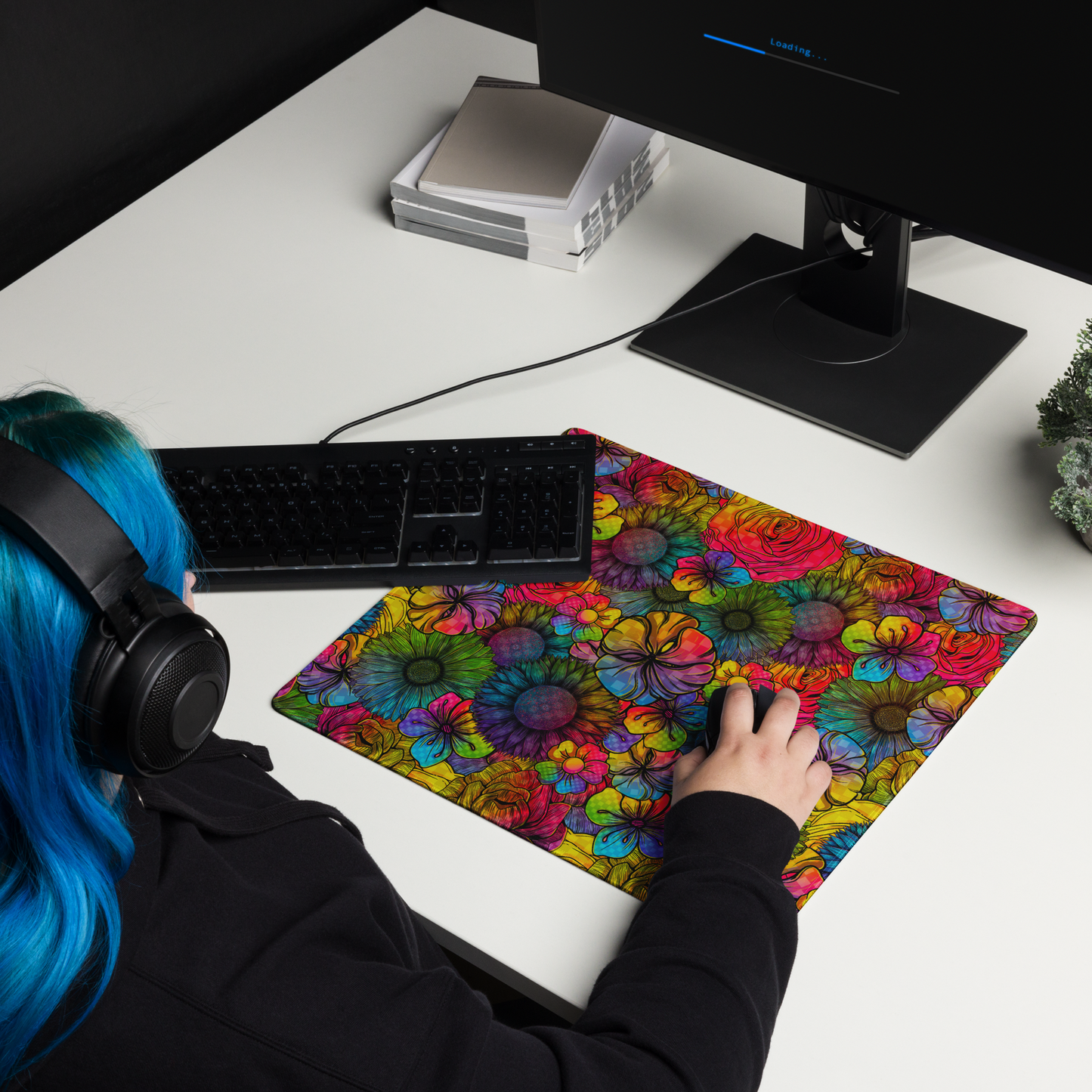 Rainbow Florals Desk Mat