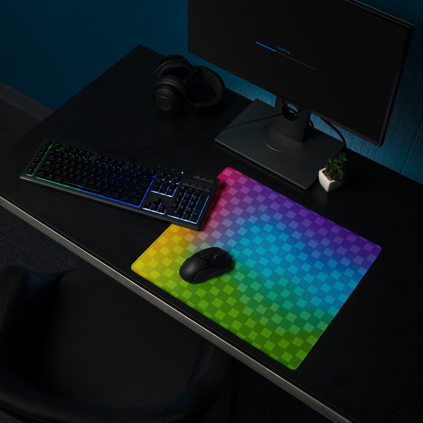 Rainbow Checker Desk Mat