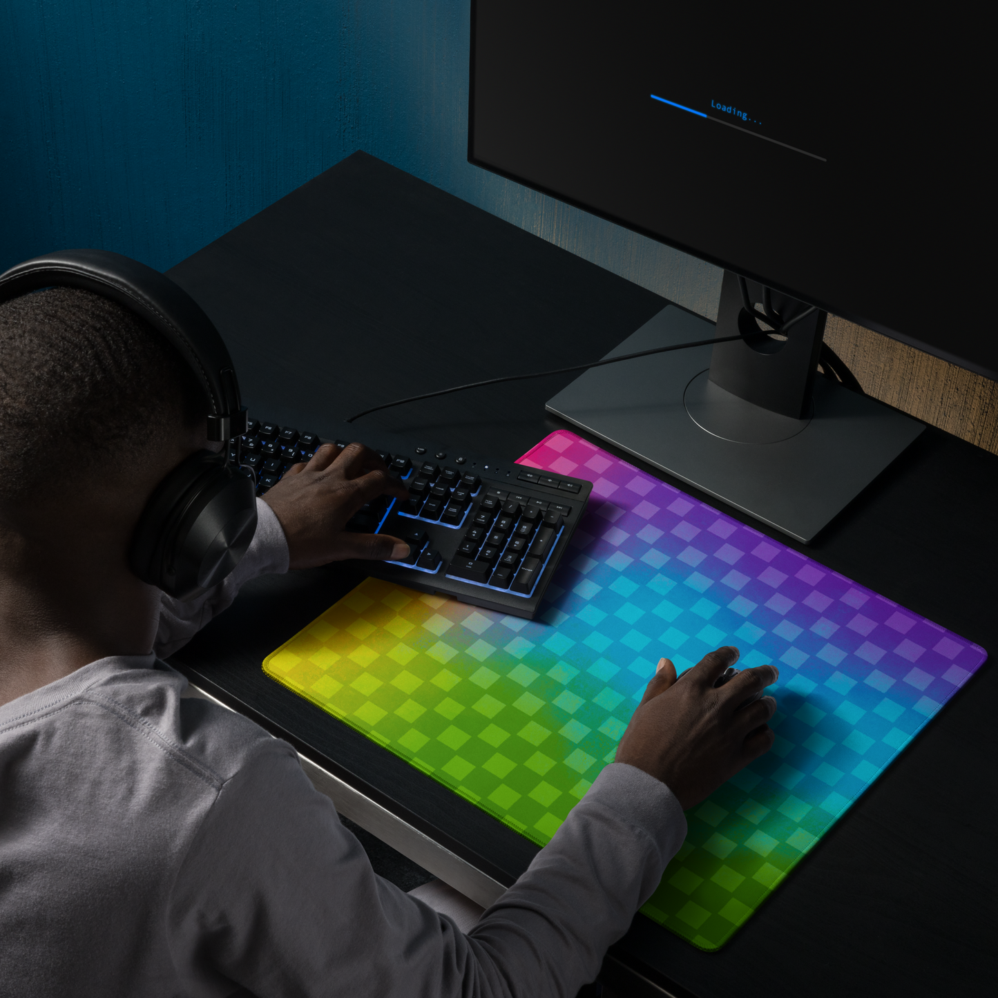 Rainbow Checker Desk Mat