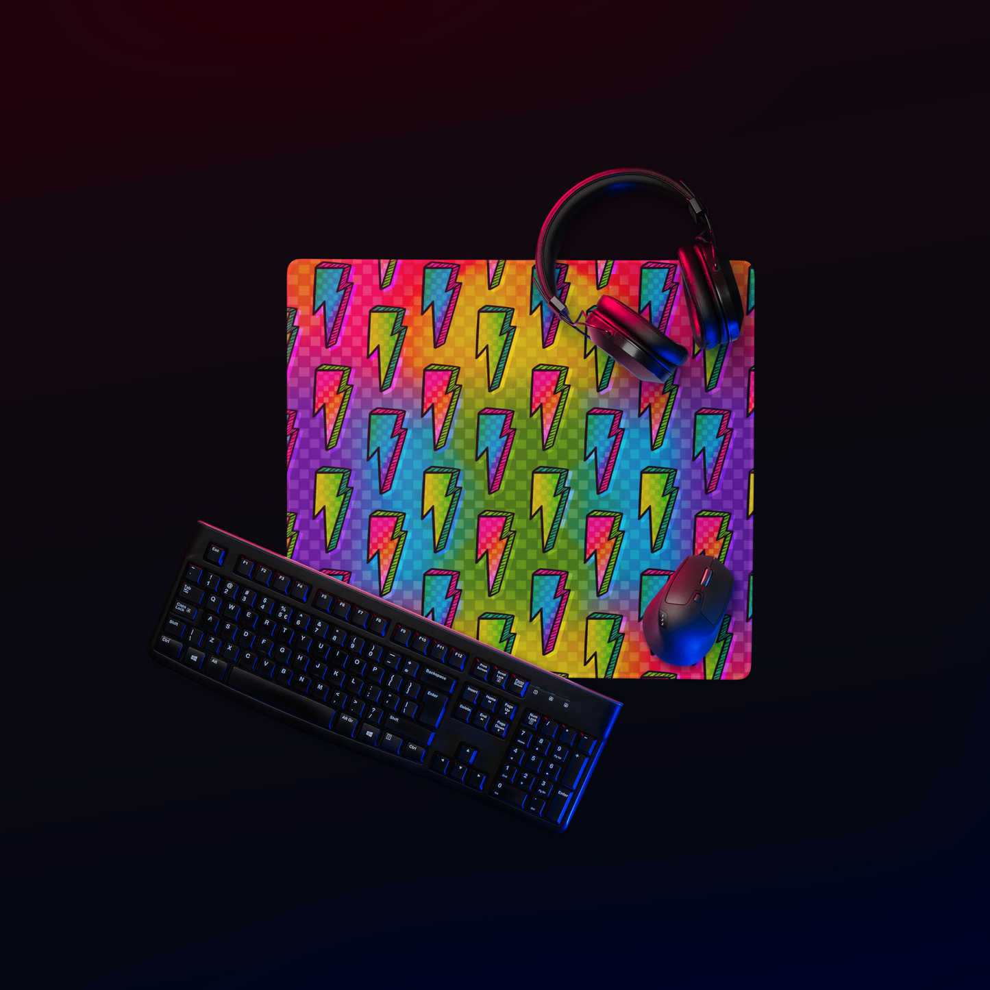 Rainbow Bolts Desk Mat