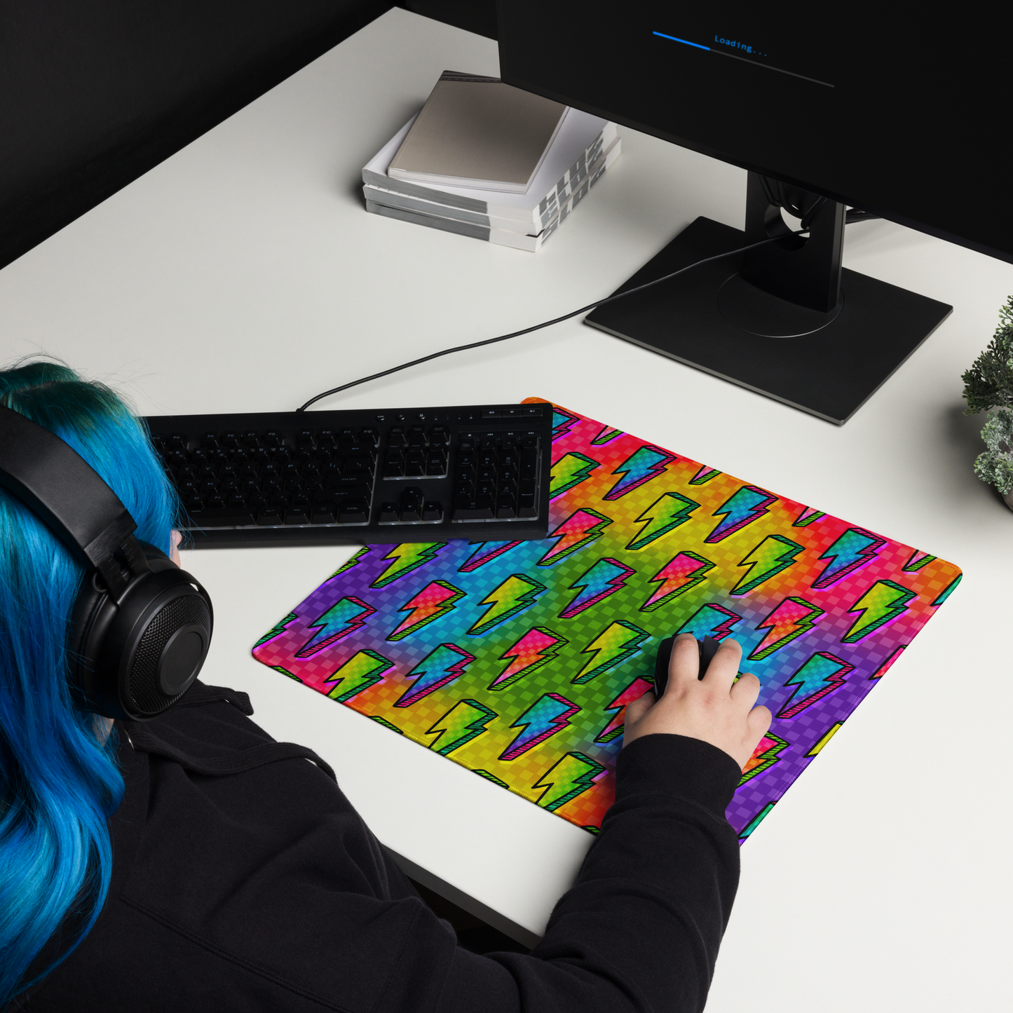 Rainbow Bolts Desk Mat