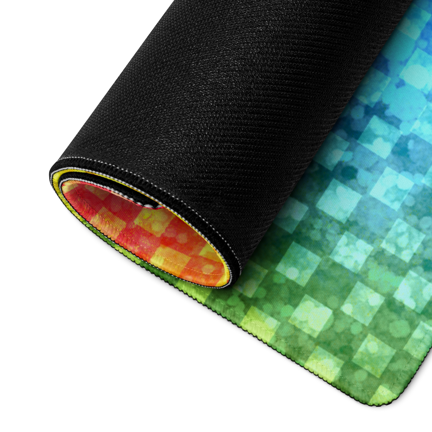Rainbow Glitter Checker Desk Mat