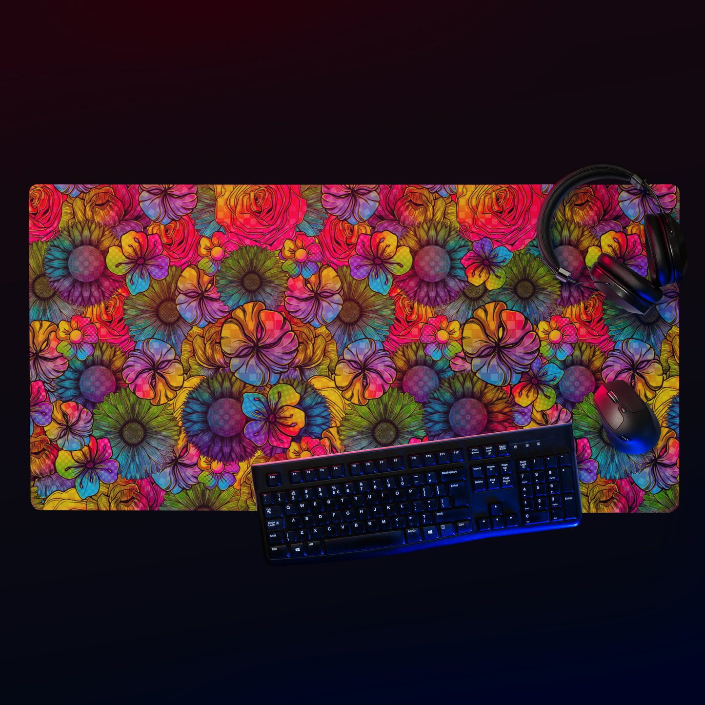 Rainbow Florals Desk Mat