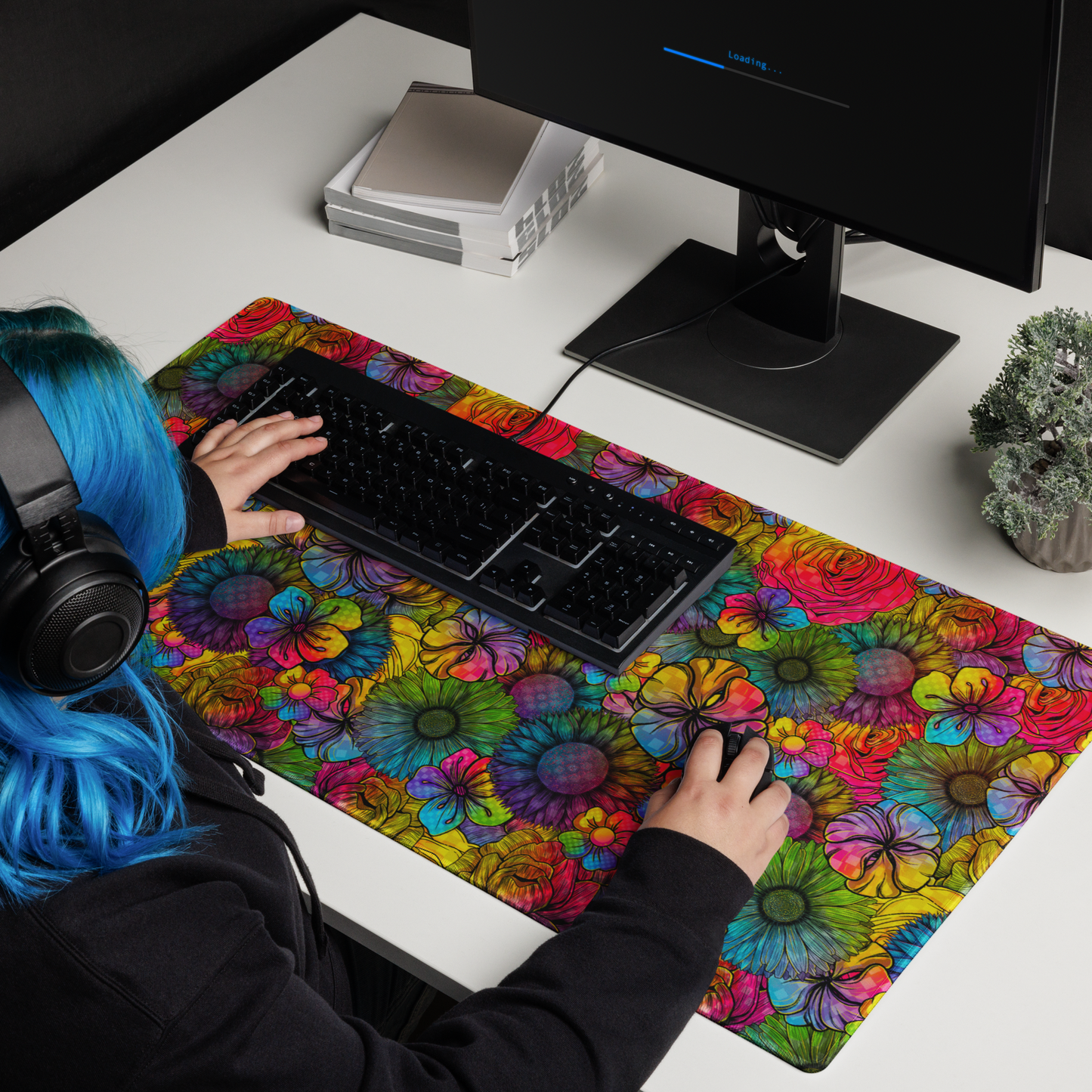 Rainbow Florals Desk Mat