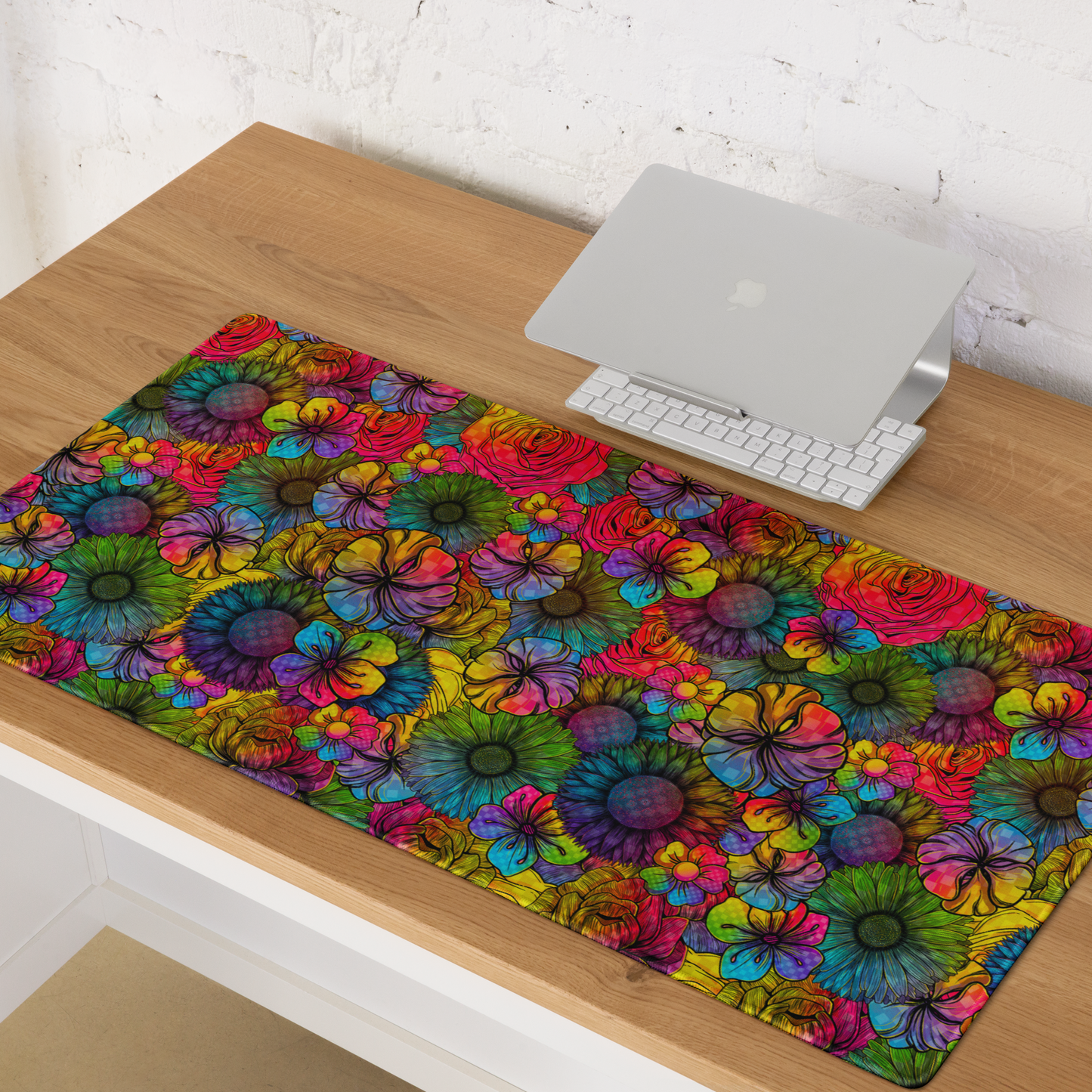 Rainbow Florals Desk Mat