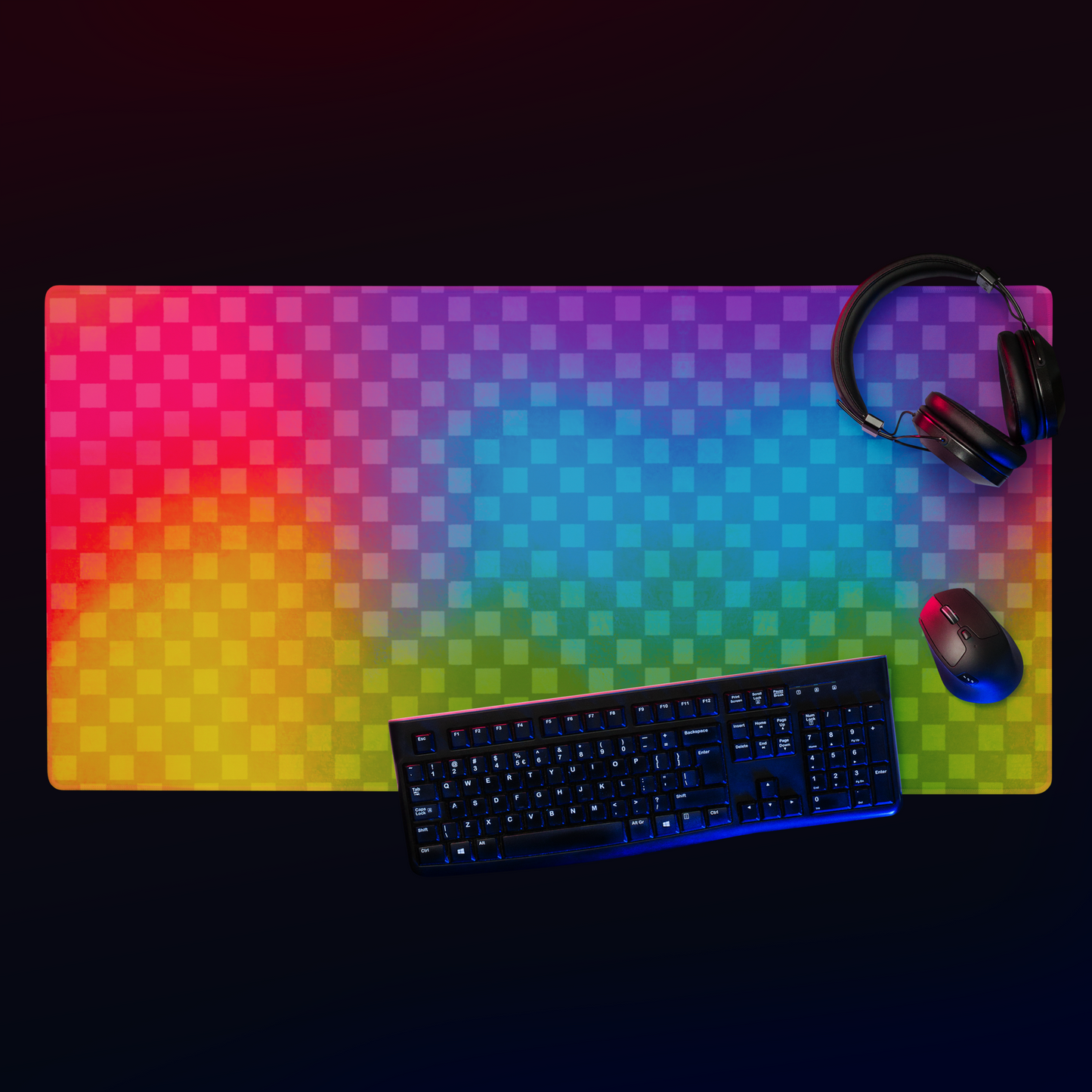 Rainbow Checker Desk Mat