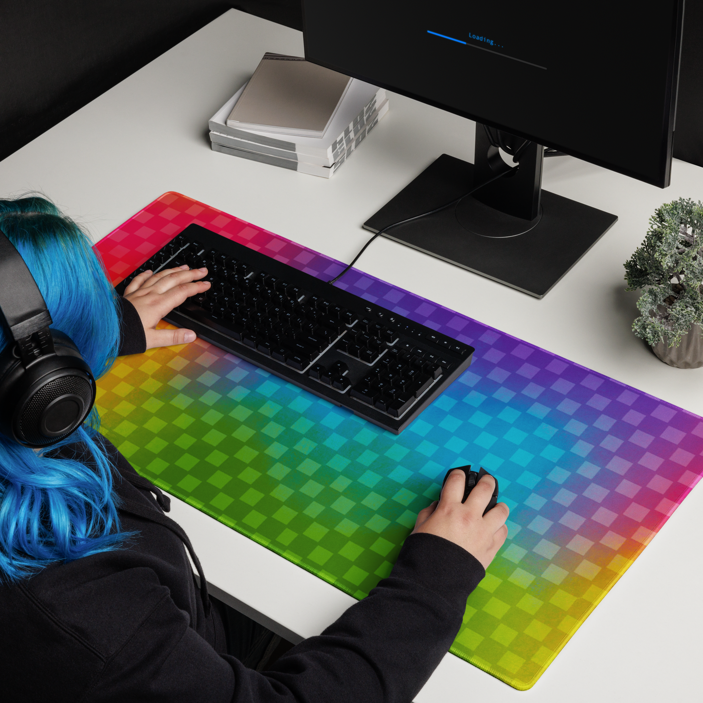 Rainbow Checker Desk Mat