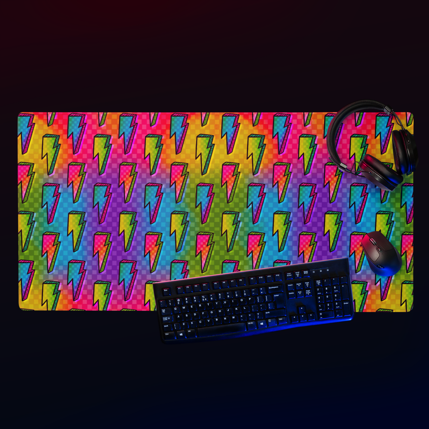 Rainbow Bolts Desk Mat
