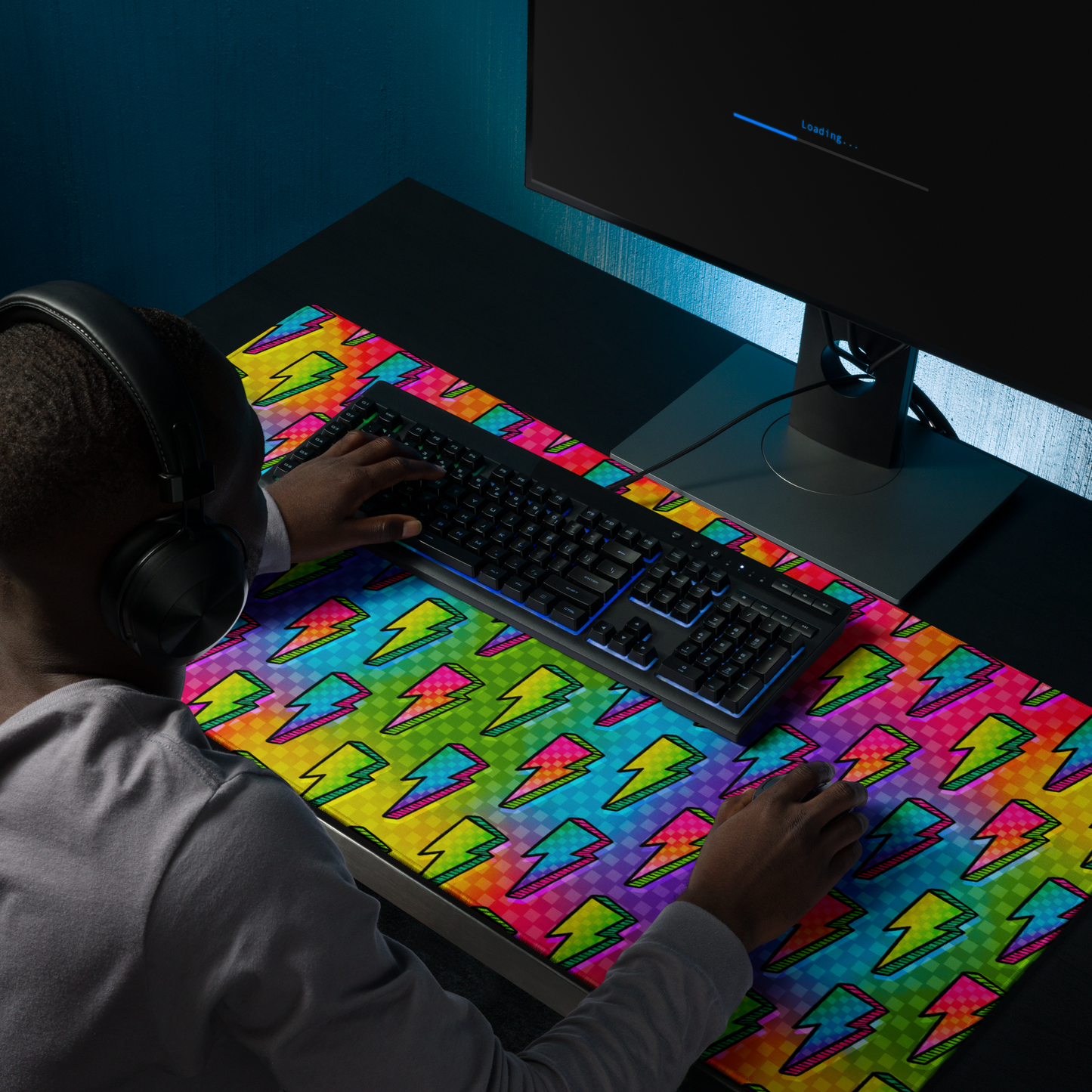 Rainbow Bolts Desk Mat
