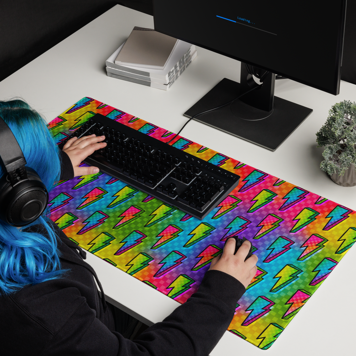 Rainbow Bolts Desk Mat