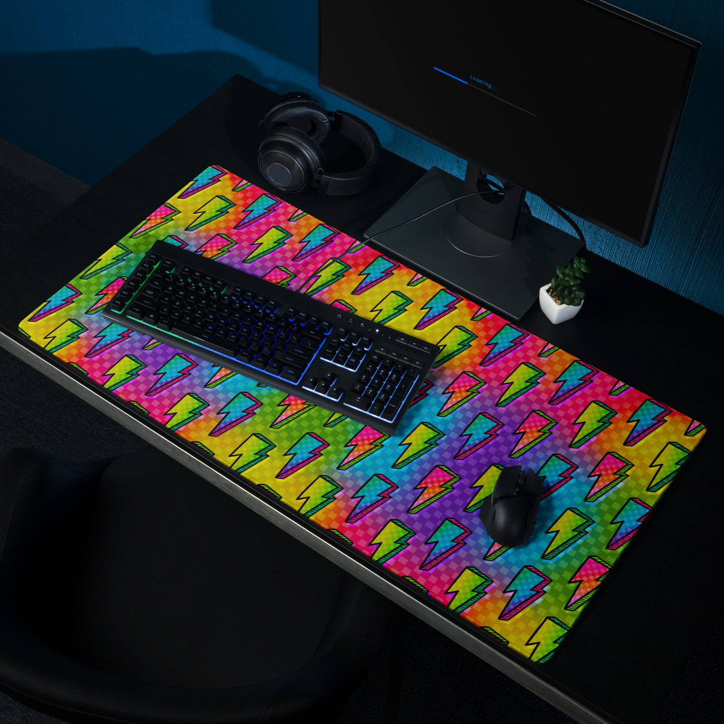 Rainbow Bolts Desk Mat