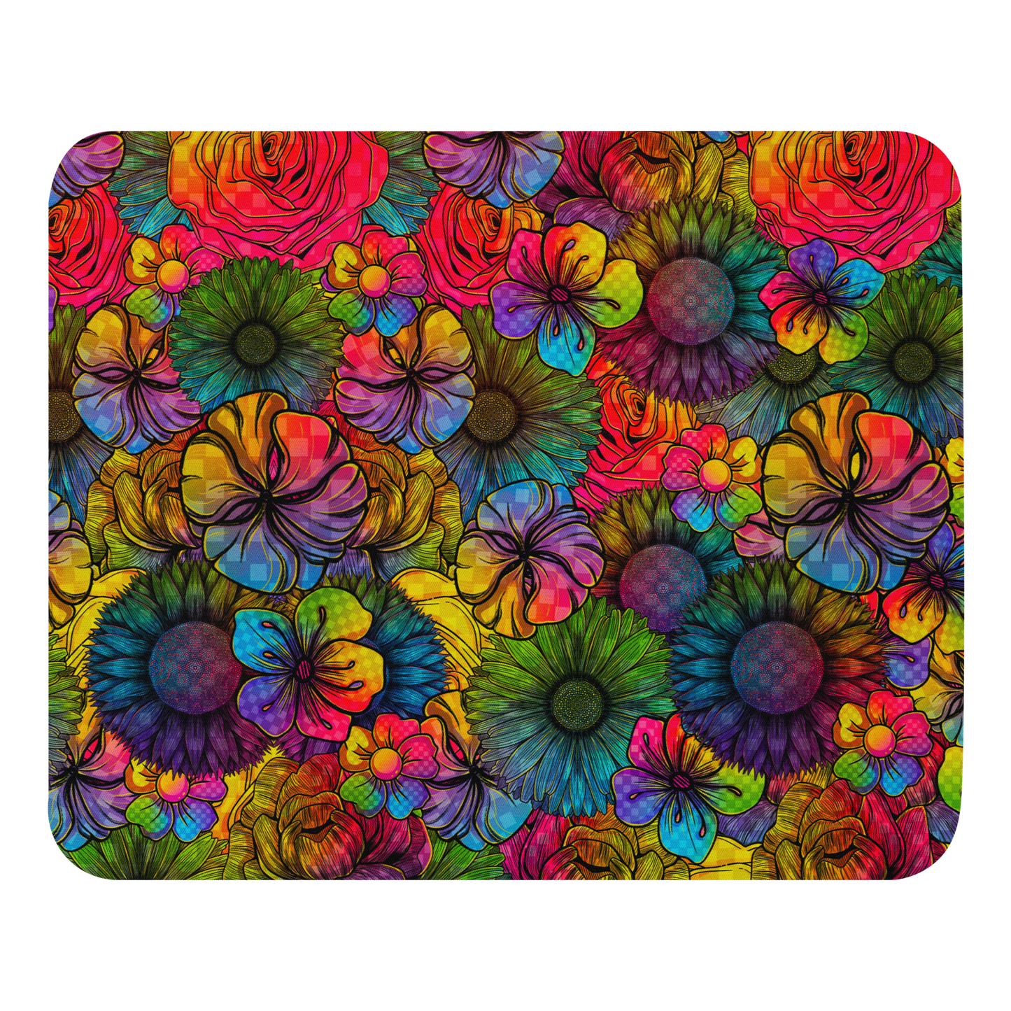 Rainbow Florals Mouse Pad