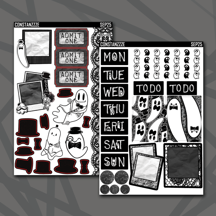 Black and White Dapper Boos Journaling Kit