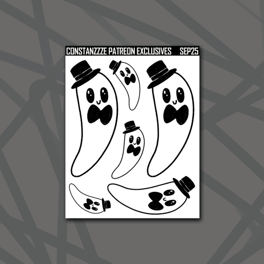 Black and White Dapper Boos Tall Small Bowtie Ghostie Deco Sheet